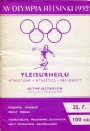 ett decenium Programme Athletics 25.7 XV Olympia Helsinki 1952