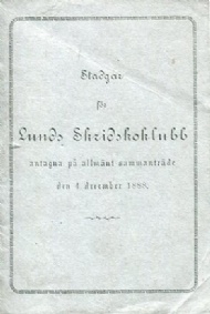Sportboken - Stadgar för Lunds skridskoklubb  1888