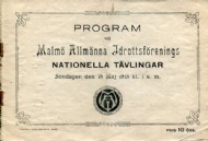 Sportboken - Program MAI Nationella tävlingar 18 maj 1913
