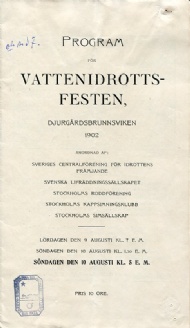 Sportboken - Program för vattenidrottsfesten Djurgårdsbrunnsviken 1902